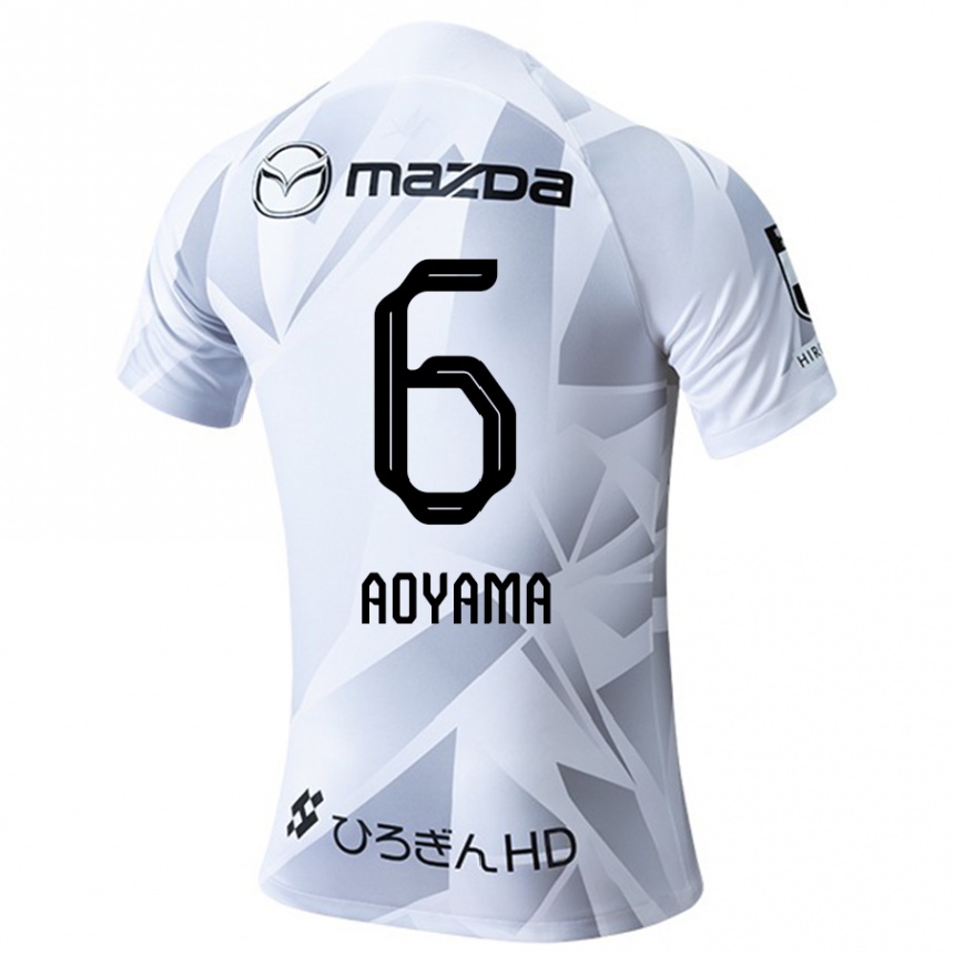 Kids Football Toshihiro Aoyama #6 White Grey Black Away Jersey 2024/25 T-Shirt Nz