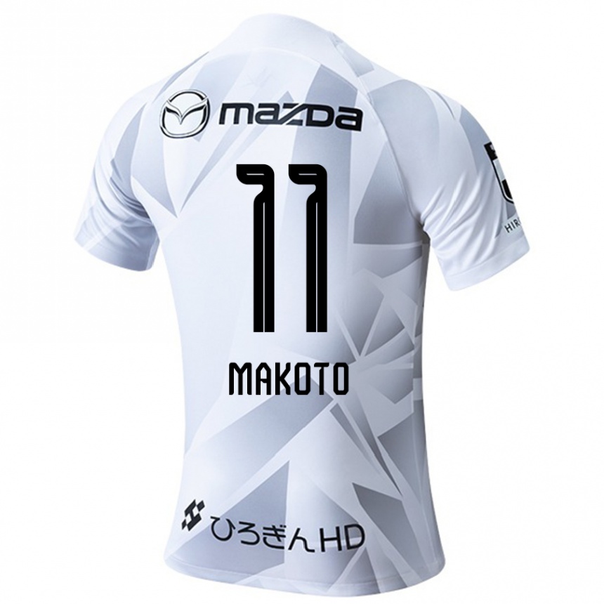 Kids Football Makoto Mitsuta #11 White Grey Black Away Jersey 2024/25 T-Shirt Nz