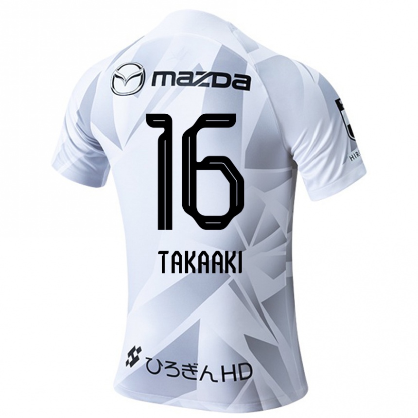 Kids Football Takaaki Shichi #16 White Grey Black Away Jersey 2024/25 T-Shirt Nz