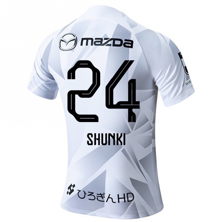 Kids Football Shunki Higashi #24 White Grey Black Away Jersey 2024/25 T-Shirt Nz