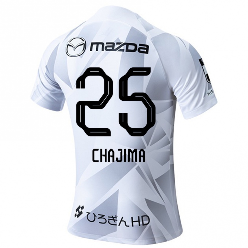 Kids Football Yusuke Chajima #25 White Grey Black Away Jersey 2024/25 T-Shirt Nz