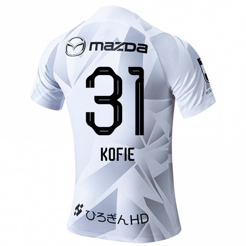 Kids Football Shota Kofie #31 White Grey Black Away Jersey 2024/25 T-Shirt Nz