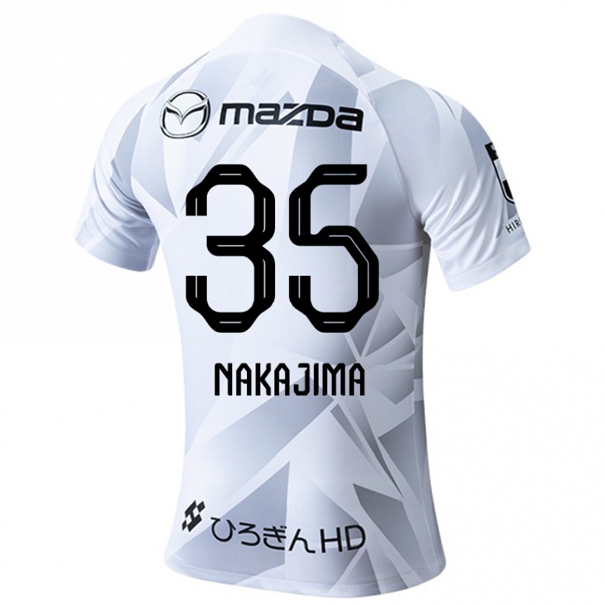 Kids Football Yotaro Nakajima #35 White Grey Black Away Jersey 2024/25 T-Shirt Nz