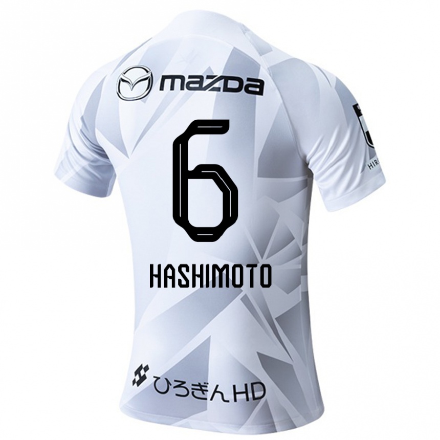 Kids Football Hinata Hashimoto #6 White Grey Black Away Jersey 2024/25 T-Shirt Nz