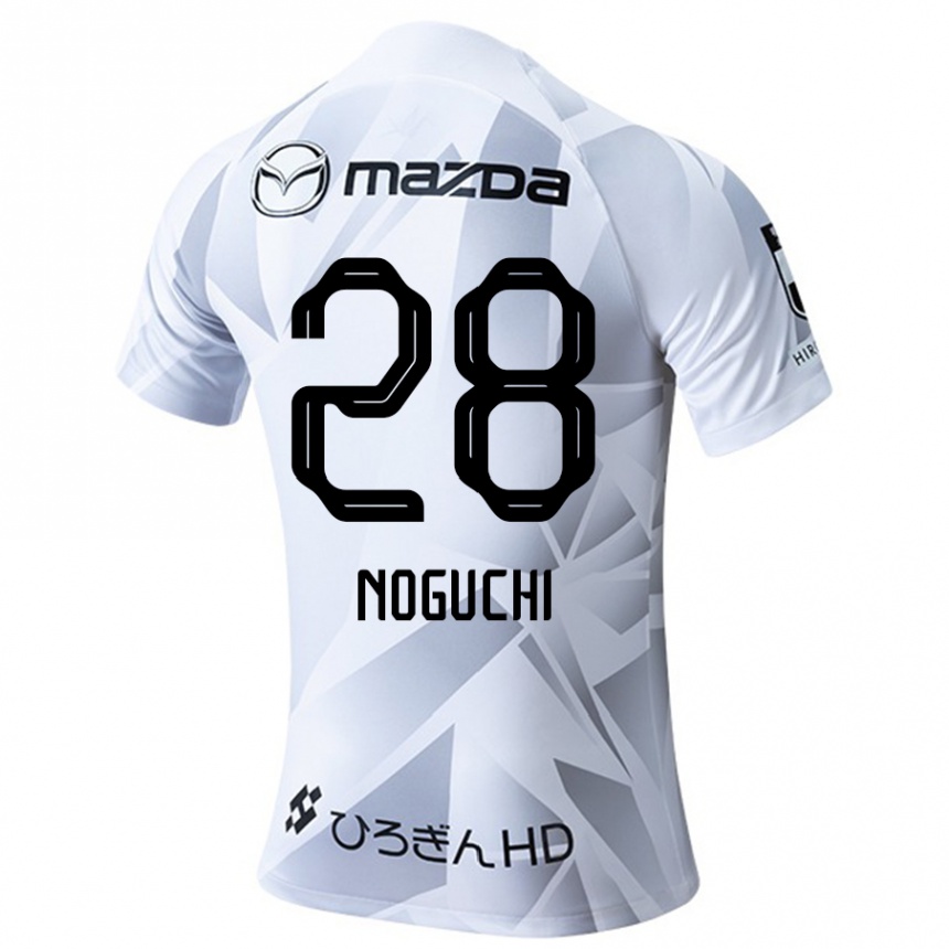 Kids Football Rento Noguchi #28 White Grey Black Away Jersey 2024/25 T-Shirt Nz