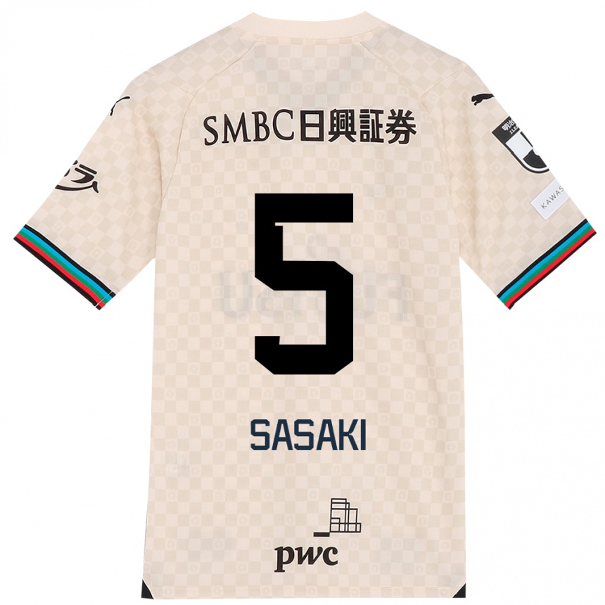 Kids Football Asahi Sasaki #5 White Gray Away Jersey 2024/25 T-Shirt Nz