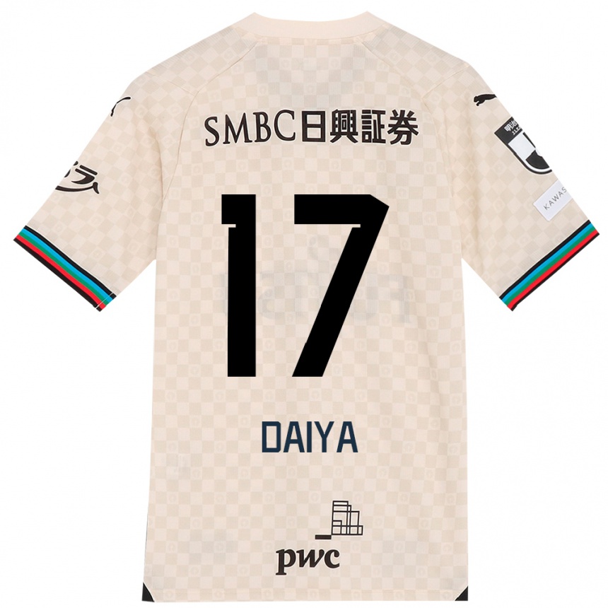 Kids Football Daiya Tono #17 White Gray Away Jersey 2024/25 T-Shirt Nz