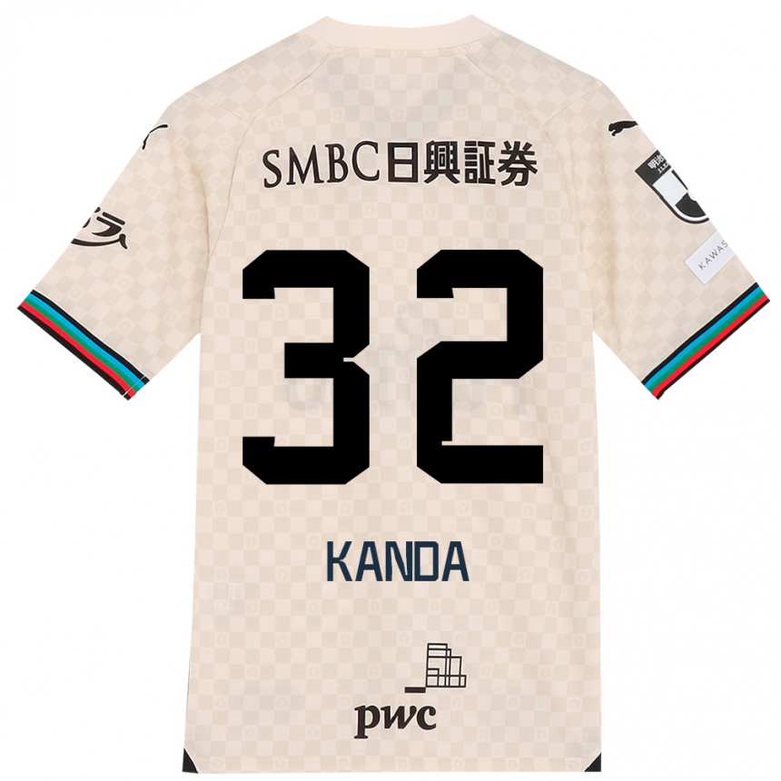 Kids Football Soma Kanda #32 White Gray Away Jersey 2024/25 T-Shirt Nz