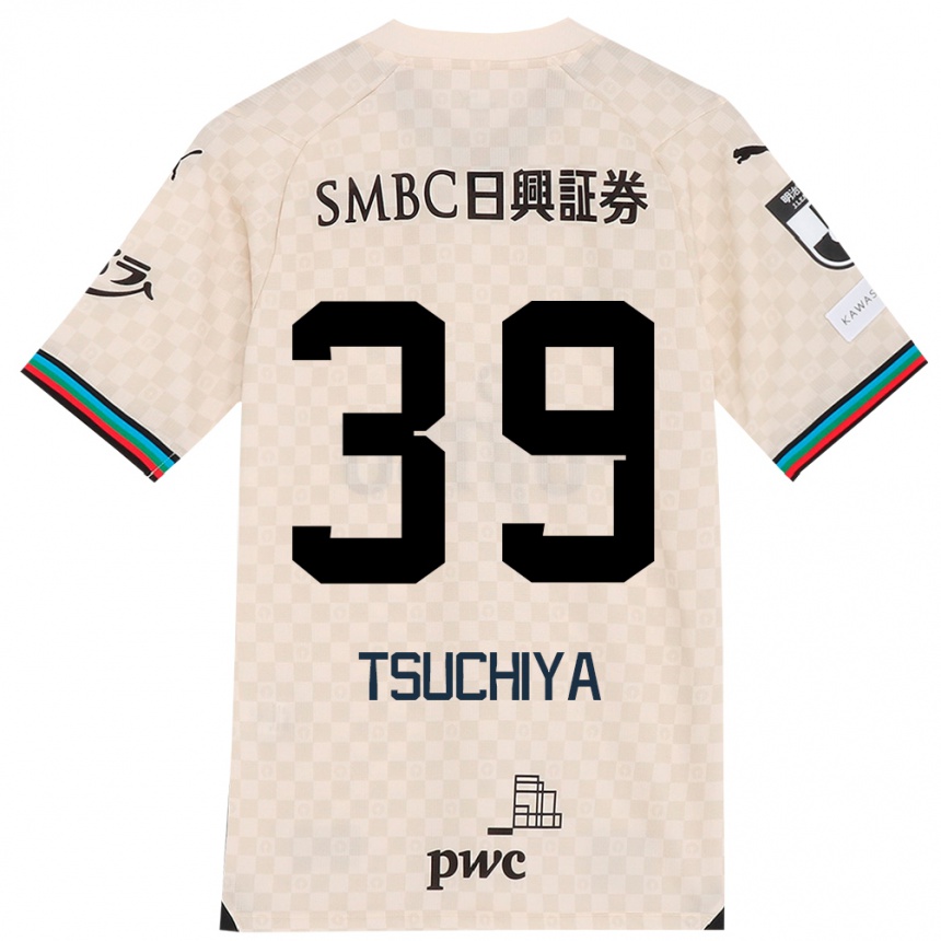 Kids Football Kaito Tsuchiya #39 White Gray Away Jersey 2024/25 T-Shirt Nz