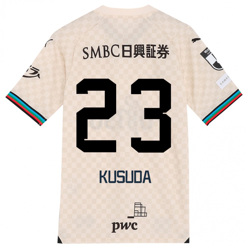 Kids Football Haruki Kusuda #23 White Gray Away Jersey 2024/25 T-Shirt Nz