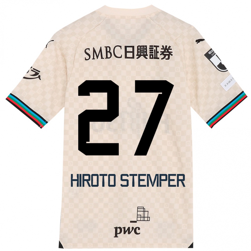 Kids Football Luka Hiroto Stemper #27 White Gray Away Jersey 2024/25 T-Shirt Nz