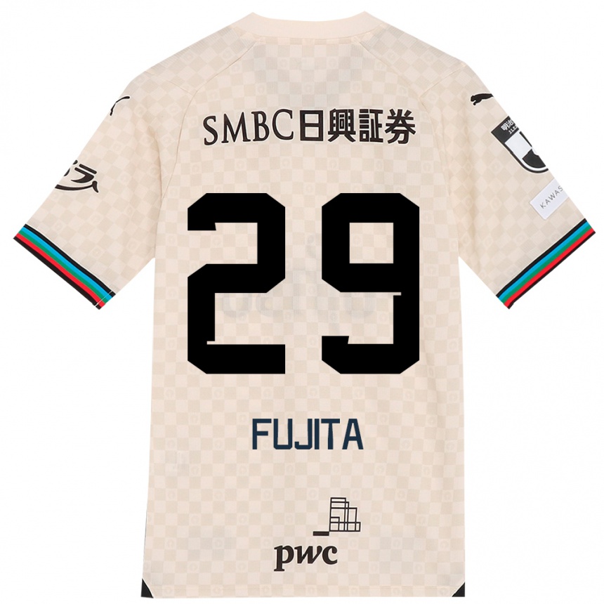 Kids Football Asuto Fujita #29 White Gray Away Jersey 2024/25 T-Shirt Nz