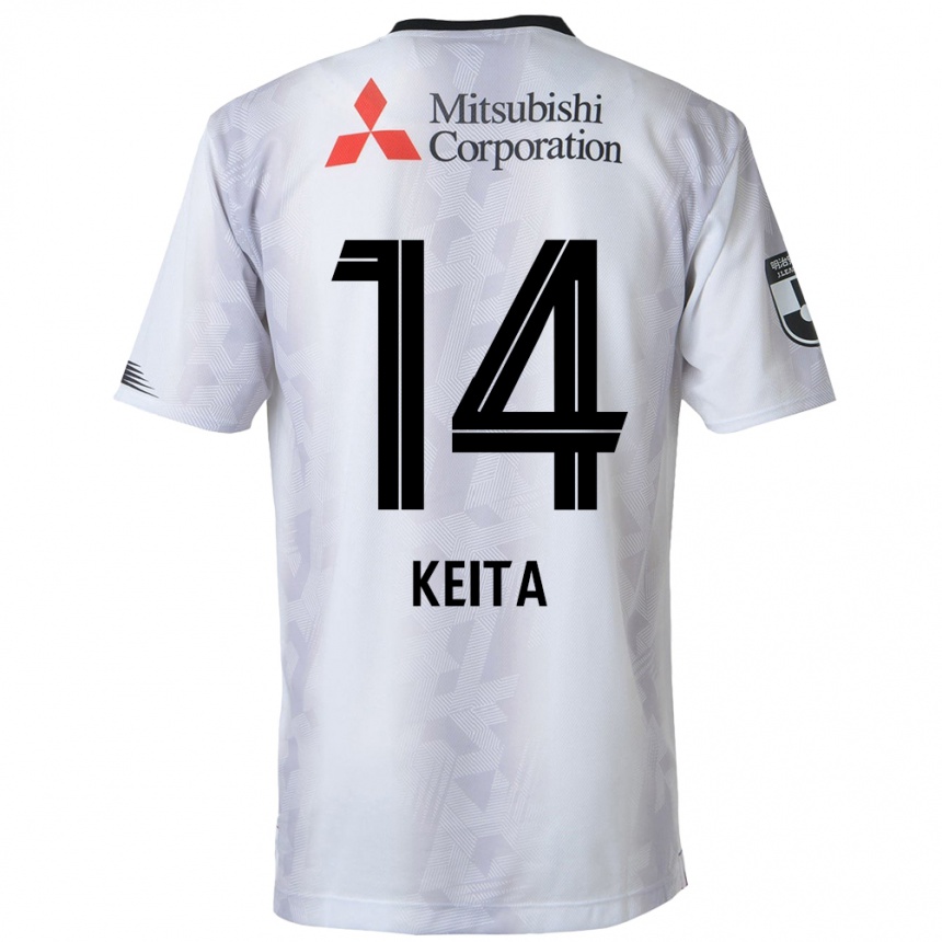 Kids Football Keita Yamashita #14 White Black Away Jersey 2024/25 T-Shirt Nz