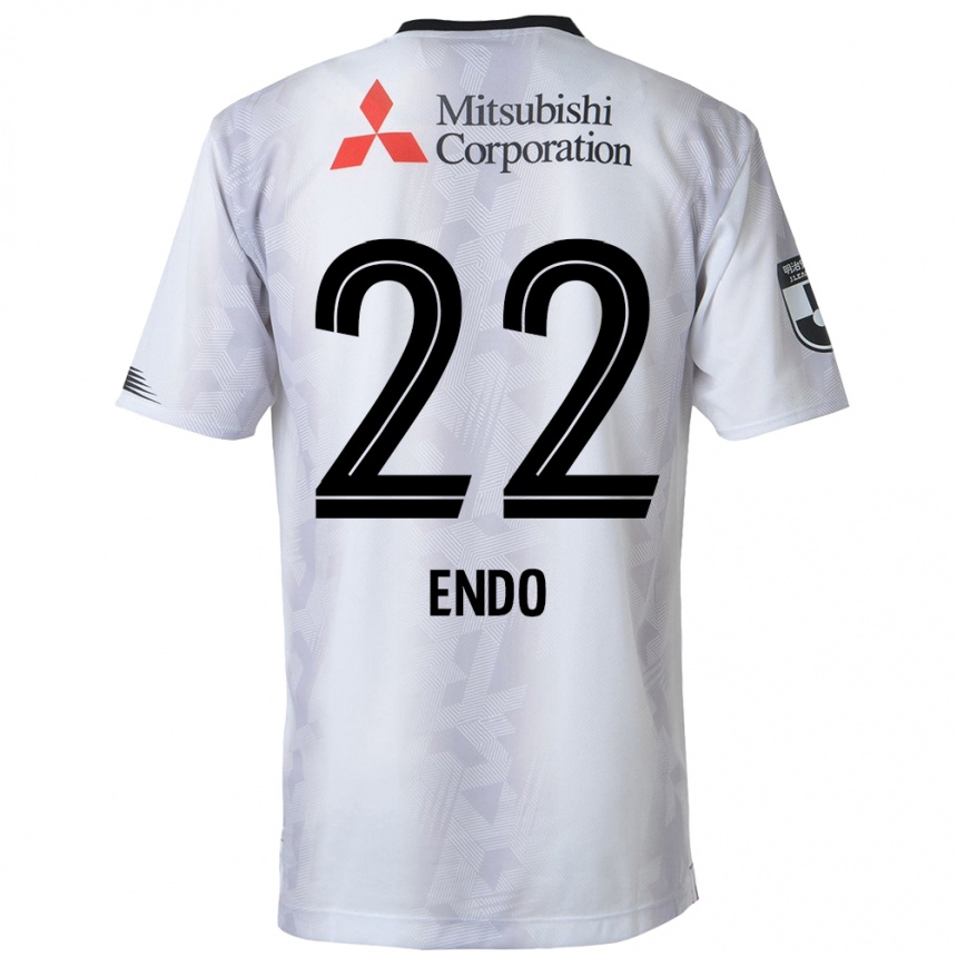 Kids Football Keita Endo #22 White Black Away Jersey 2024/25 T-Shirt Nz