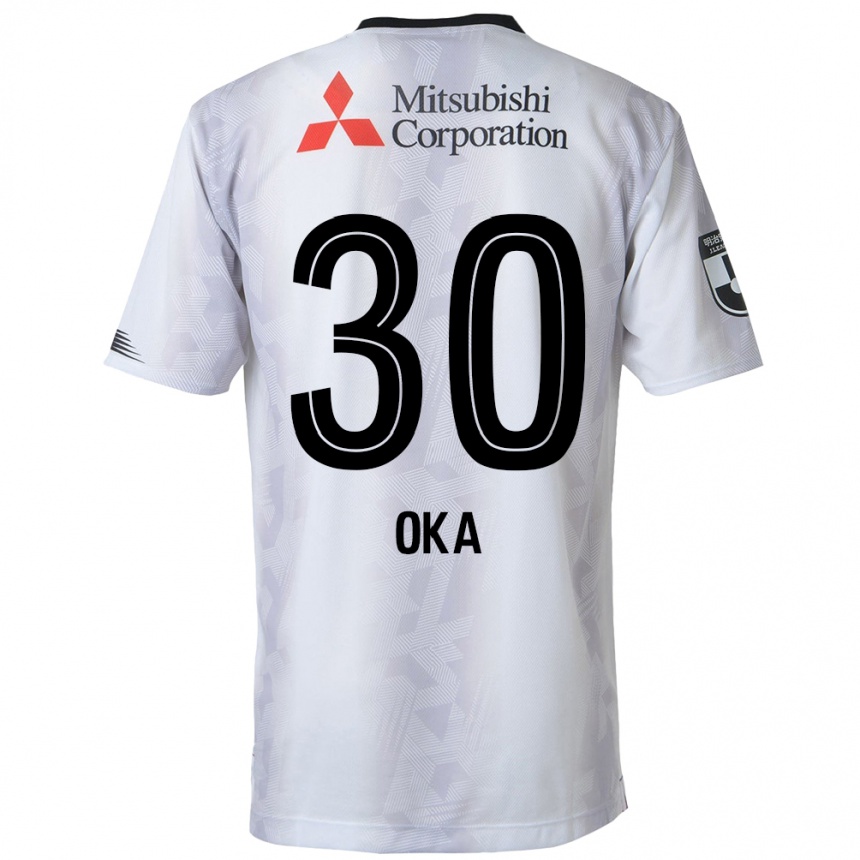 Kids Football Teppei Oka #30 White Black Away Jersey 2024/25 T-Shirt Nz