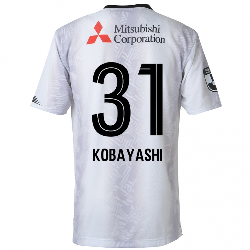 Kids Football Masataka Kobayashi #31 White Black Away Jersey 2024/25 T-Shirt Nz