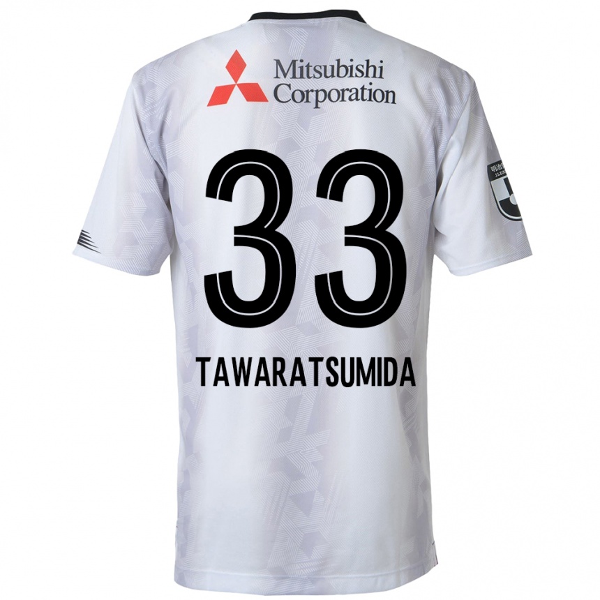 Kids Football Kota Tawaratsumida #33 White Black Away Jersey 2024/25 T-Shirt Nz