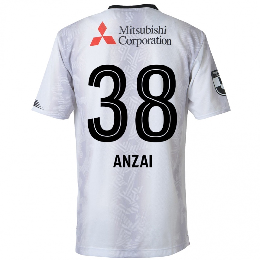 Kids Football Soma Anzai #38 White Black Away Jersey 2024/25 T-Shirt Nz