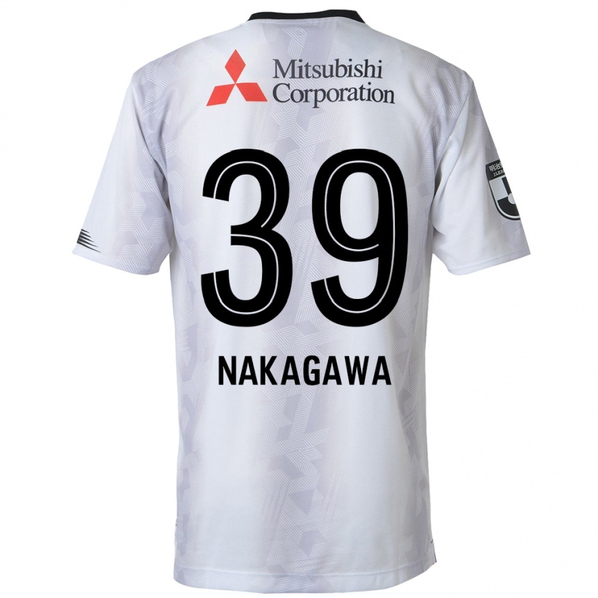 Kids Football Teruhito Nakagawa #39 White Black Away Jersey 2024/25 T-Shirt Nz