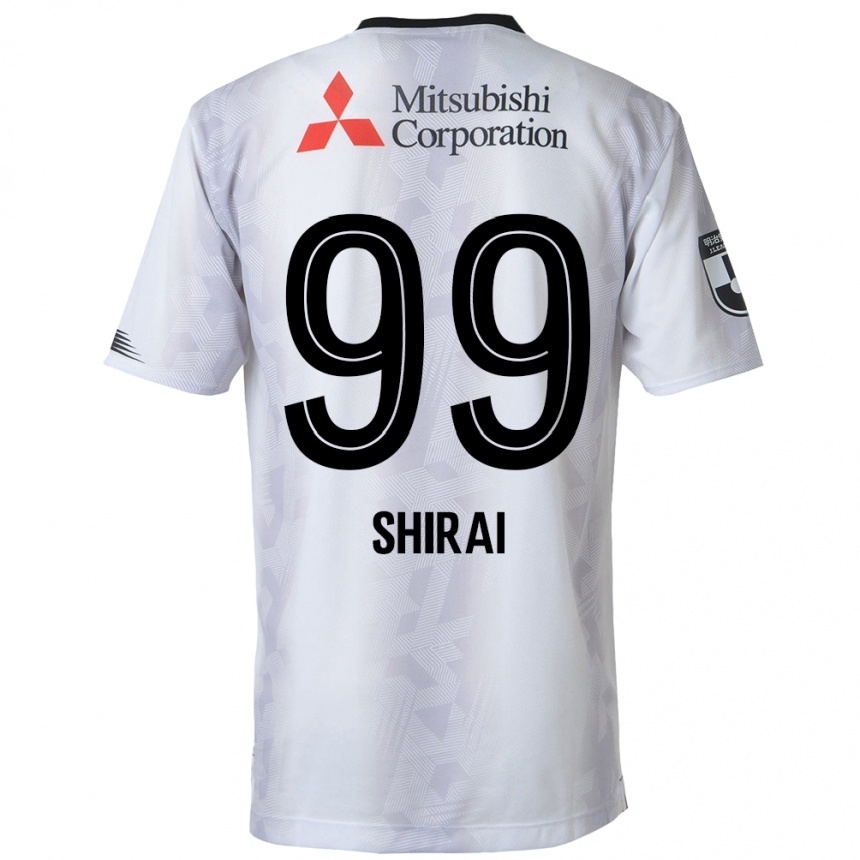 Kids Football Kosuke Shirai #99 White Black Away Jersey 2024/25 T-Shirt Nz