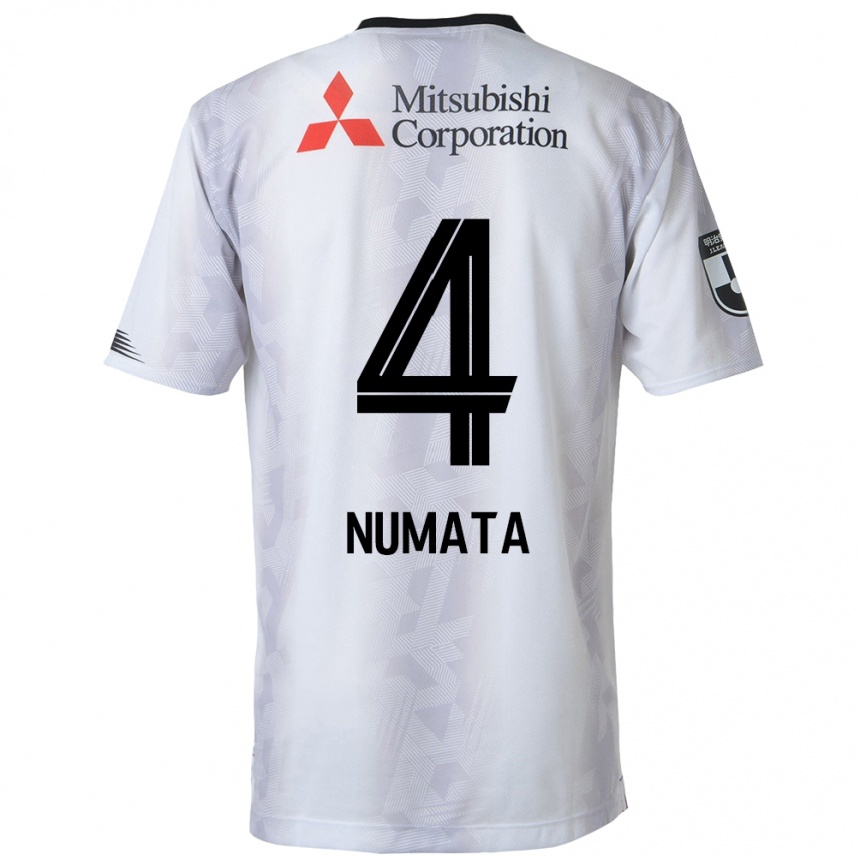 Kids Football Seisa Numata #4 White Black Away Jersey 2024/25 T-Shirt Nz