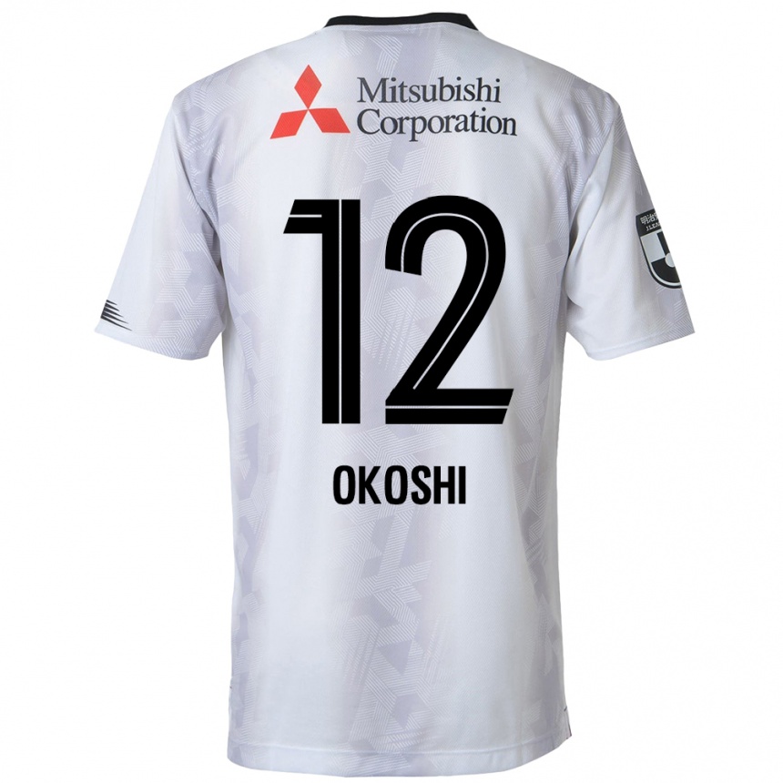 Kids Football Yutaha Okoshi #12 White Black Away Jersey 2024/25 T-Shirt Nz