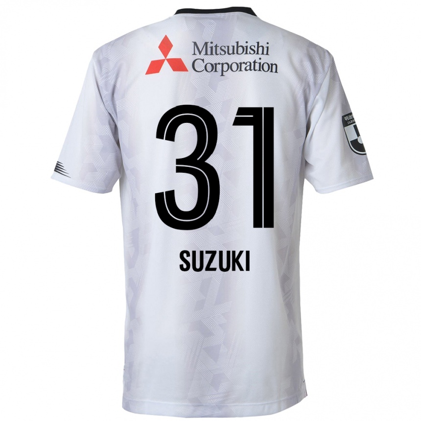 Kids Football Kaede Suzuki #31 White Black Away Jersey 2024/25 T-Shirt Nz