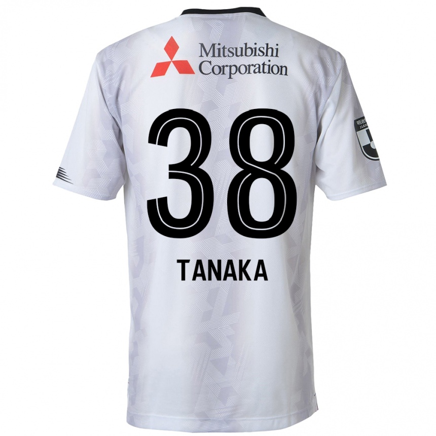 Kids Football Kio Tanaka #38 White Black Away Jersey 2024/25 T-Shirt Nz