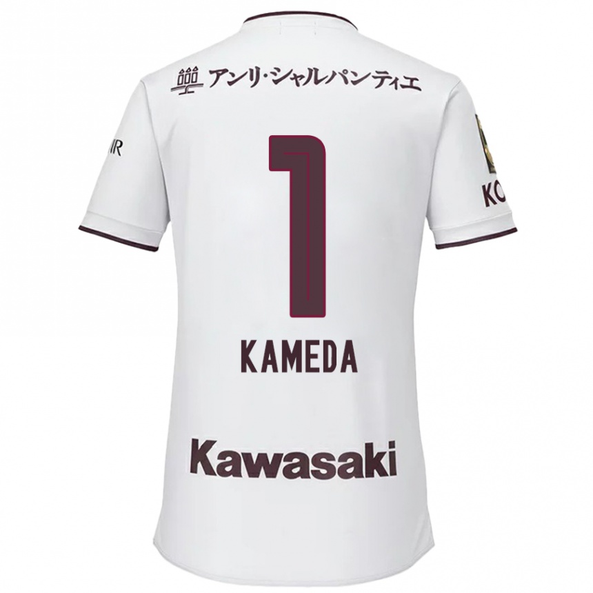 Kids Football Taiga Kameda #1 White Red Away Jersey 2024/25 T-Shirt Nz