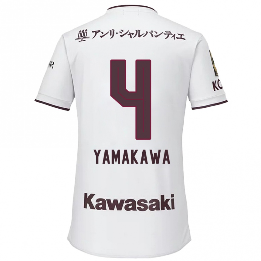 Kids Football Tetsushi Yamakawa #4 White Red Away Jersey 2024/25 T-Shirt Nz