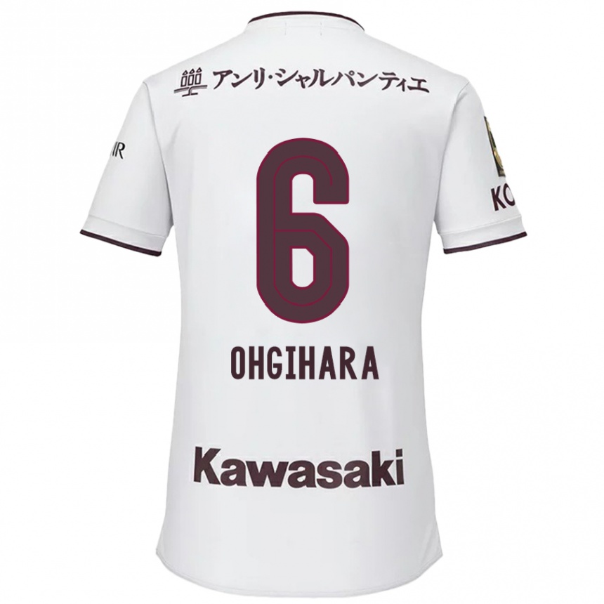 Kids Football Takahiro Ogihara #6 White Red Away Jersey 2024/25 T-Shirt Nz