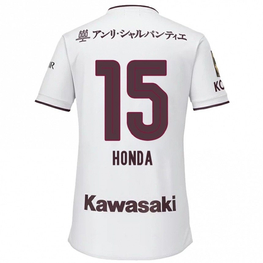 Kids Football Yuki Honda #15 White Red Away Jersey 2024/25 T-Shirt Nz