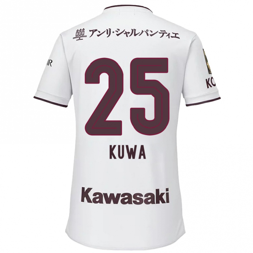 Kids Football Yuya Kuwasaki #25 White Red Away Jersey 2024/25 T-Shirt Nz