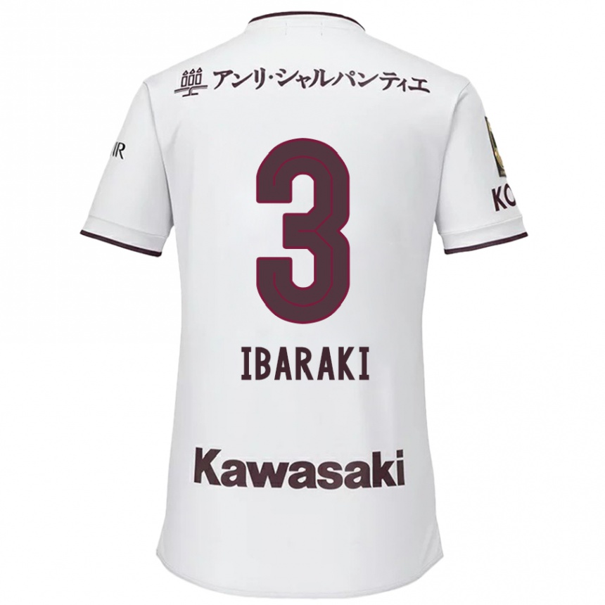 Kids Football Riku Ibaraki #3 White Red Away Jersey 2024/25 T-Shirt Nz