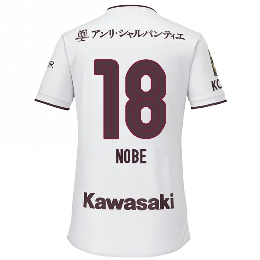 Kids Football Tomohiro Nobe #18 White Red Away Jersey 2024/25 T-Shirt Nz