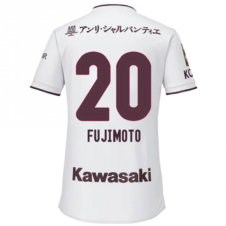 Kids Football Riku Fujimoto #20 White Red Away Jersey 2024/25 T-Shirt Nz