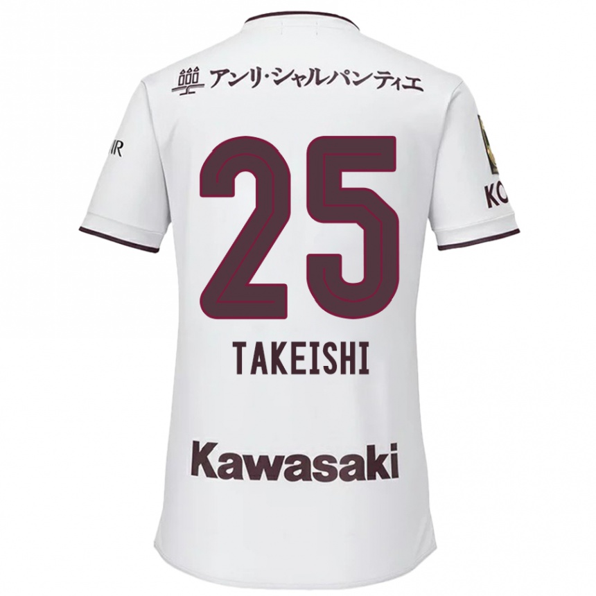 Kids Football Tsubasa Takeishi #25 White Red Away Jersey 2024/25 T-Shirt Nz