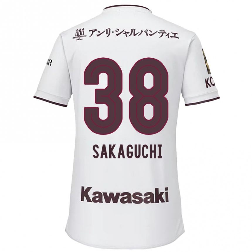 Kids Football Yuki Sakaguchi #38 White Red Away Jersey 2024/25 T-Shirt Nz