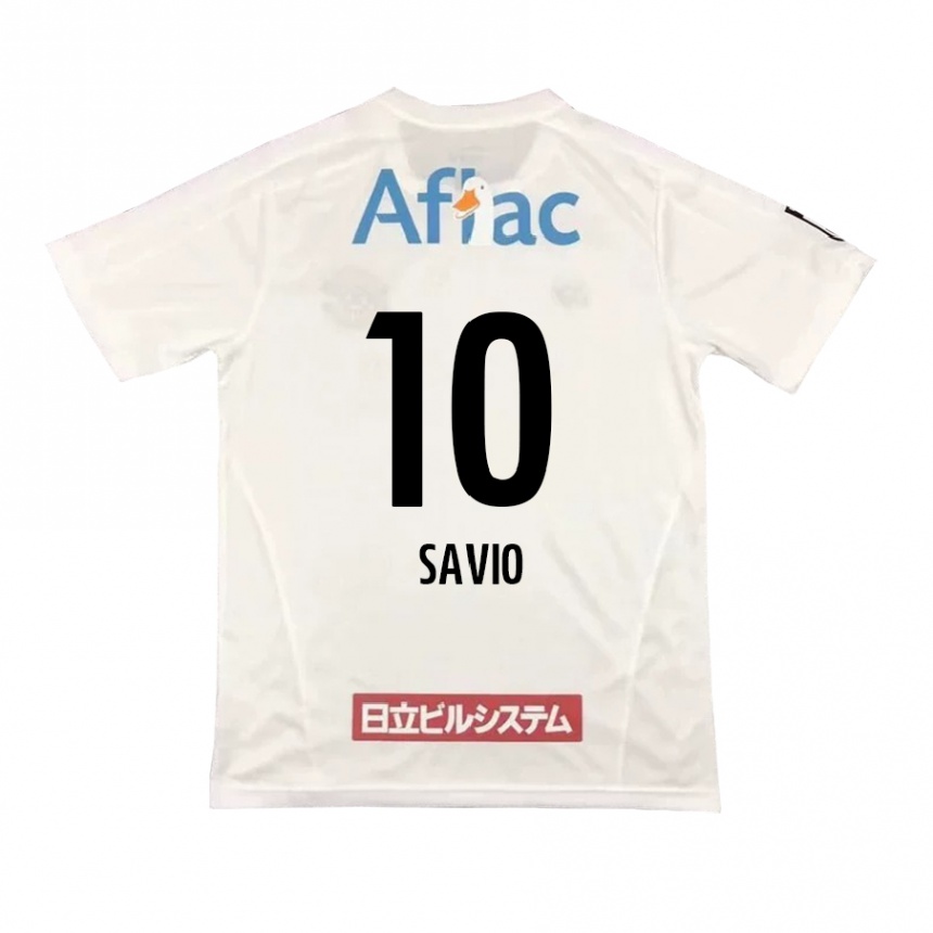 Kids Football Matheus Savio #10 White Black Away Jersey 2024/25 T-Shirt Nz