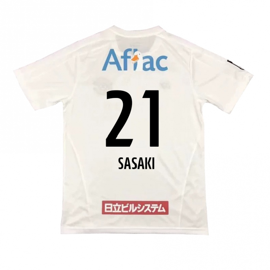 Kids Football Masato Sasaki #21 White Black Away Jersey 2024/25 T-Shirt Nz