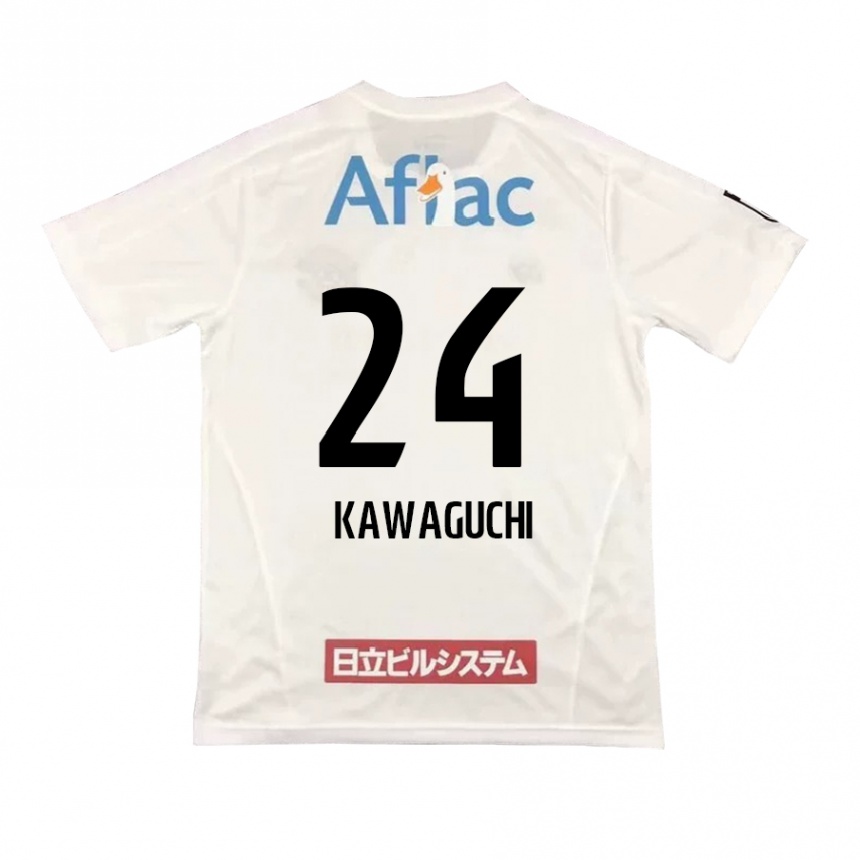 Kids Football Naoki Kawaguchi #24 White Black Away Jersey 2024/25 T-Shirt Nz