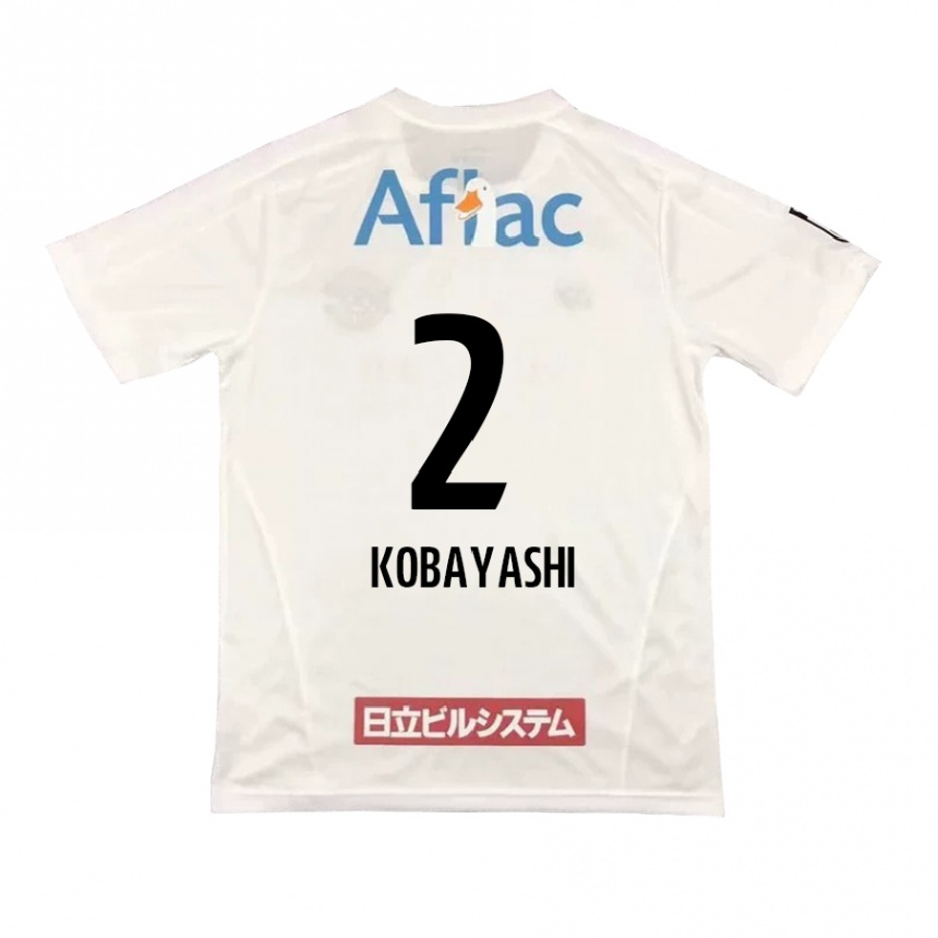 Kids Football Kensei Kobayashi #2 White Black Away Jersey 2024/25 T-Shirt Nz