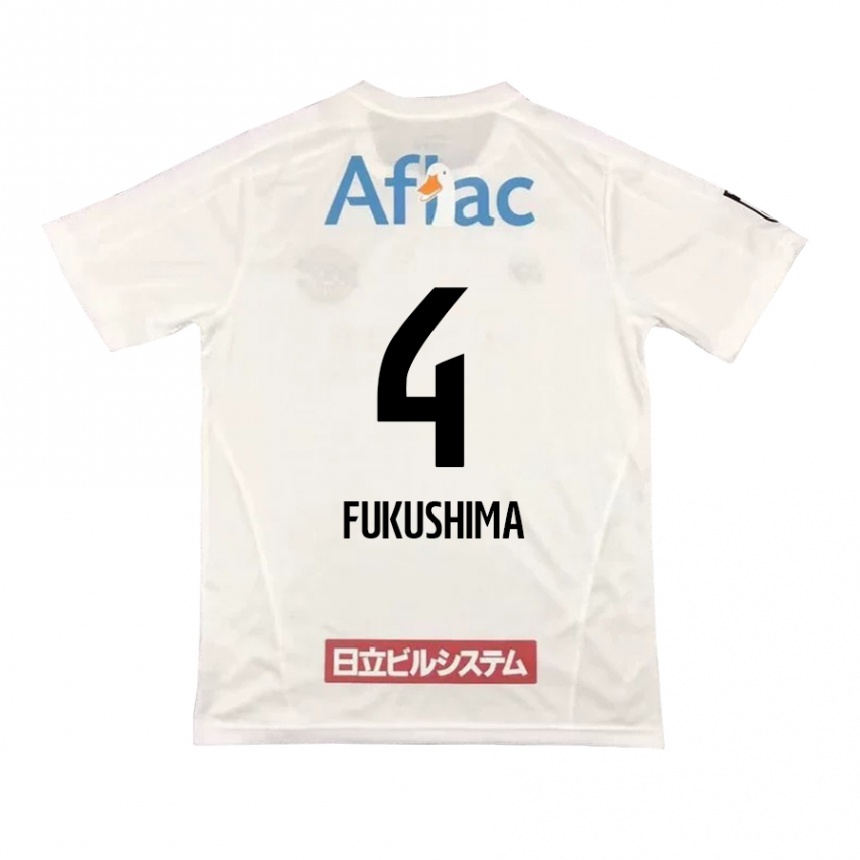 Kids Football Taiga Fukushima #4 White Black Away Jersey 2024/25 T-Shirt Nz