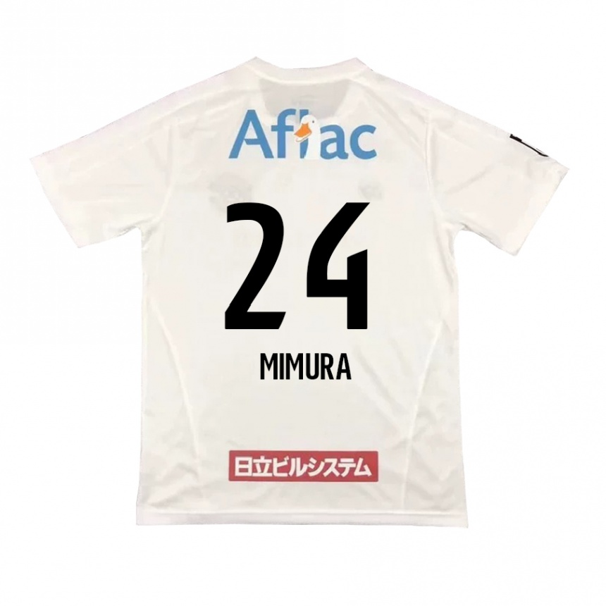 Kids Football Kaname Mimura #24 White Black Away Jersey 2024/25 T-Shirt Nz