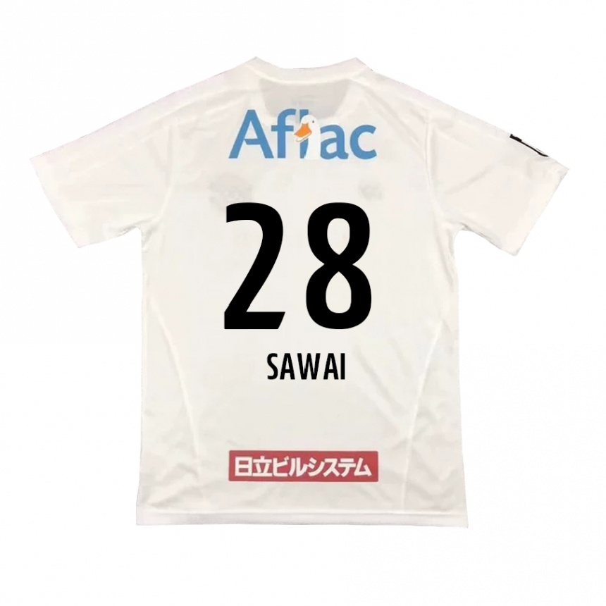 Kids Football Retsu Sawai #28 White Black Away Jersey 2024/25 T-Shirt Nz