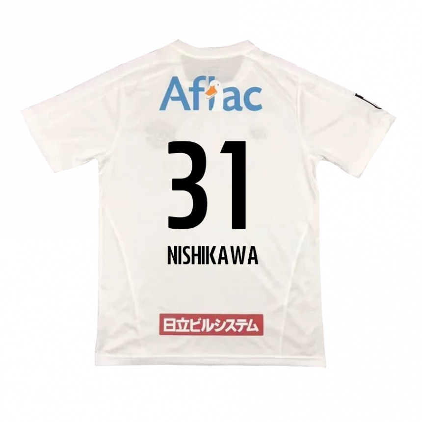 Kids Football Genki Nishikawa #31 White Black Away Jersey 2024/25 T-Shirt Nz