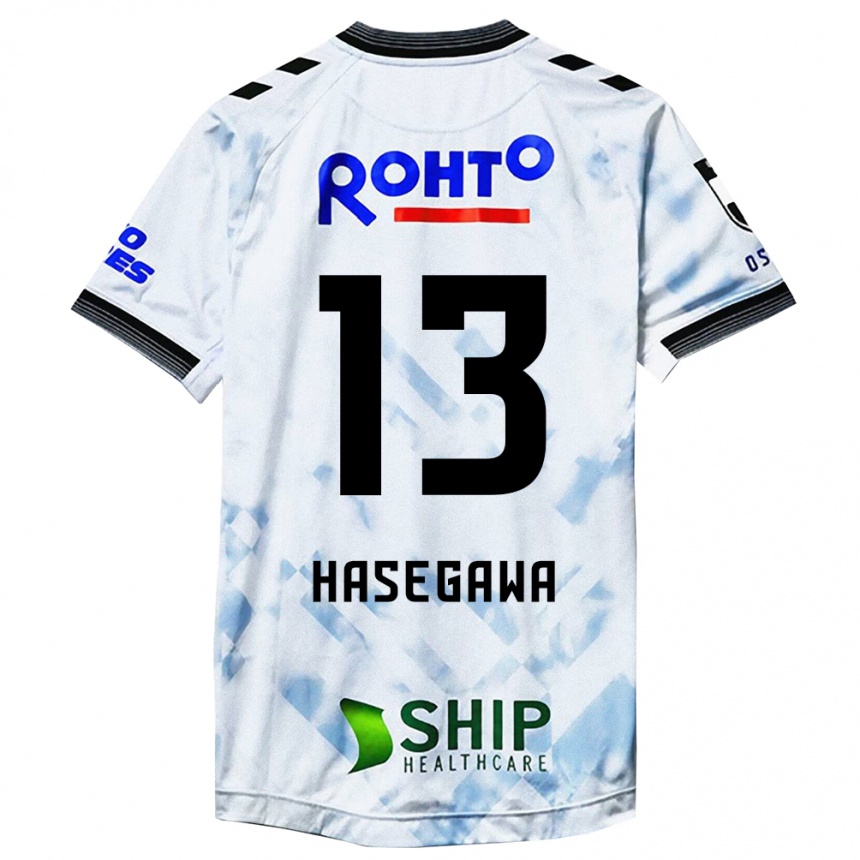 Kids Football Kosei Hasegawa #13 White Black Away Jersey 2024/25 T-Shirt Nz