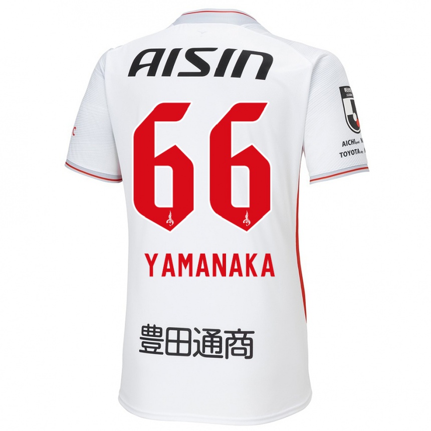 Kids Football Ryosuke Yamanaka #66 White Yellow Red Away Jersey 2024/25 T-Shirt Nz