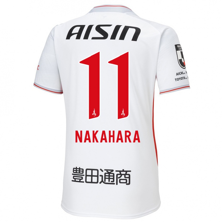 Kids Football Sora Nakahara #11 White Yellow Red Away Jersey 2024/25 T-Shirt Nz