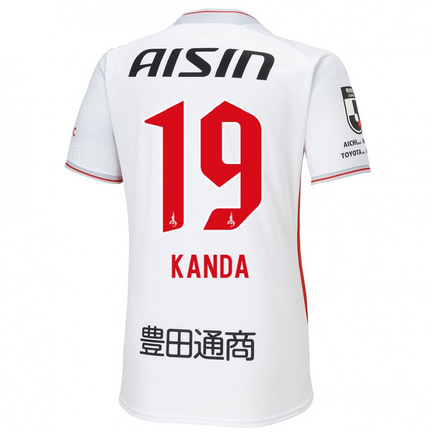 Kids Football Ryu Kanda #19 White Yellow Red Away Jersey 2024/25 T-Shirt Nz